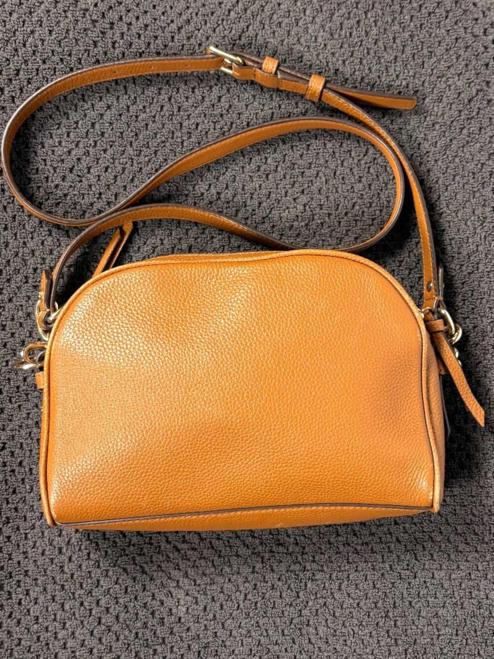 Kate Spade | Pebbled Leather Dome Crossbody Bag | Tan | Double Zip | Medium - Picture 10 of 14
